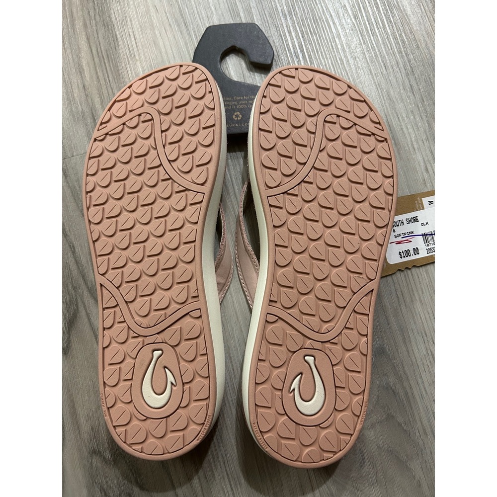 OluKai Womens South Shore Leather Flip Flop Sandals 8 Soft Pink New with tags - Picture 4 of 5